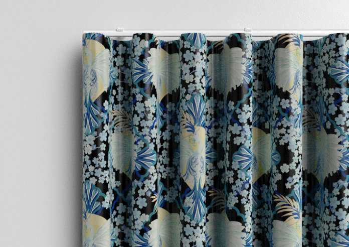 Faded Glamour, China Blue Black - Made To Measure Curtains - Image 13
